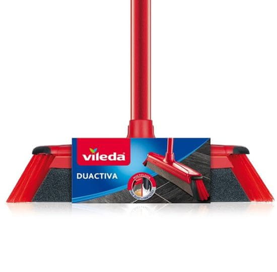 Vileda Broom Vileda Duactiva Classic - Čistilna metla, tehnopolimer, rdeča, mehke/trde ščetine, dolžina 130 cm, notranja uporaba