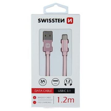 SWISSTEN USB/USB-C 1,2 m, rožnato zlato