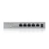 Zyxel MG-105 Unmanaged 2.5G Ethernet stikalo, 5 portov, jeklena barva, brez ventilatorja, visoka zmogljivost