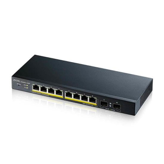 Zyxel Zyxel GS1900-10HP Upravljani L2 Gigabit Ethernet PoE Switch, 8 portov, črn, 95.3 W, podporo VLAN in QoS