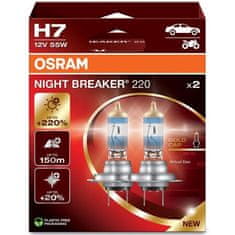 Osram OSRAM NIGHT BREAKER 220 H7 avtomobilska halogenska žarnica - paket 2 kosov, moč 58 W, svetlost 1500 lm, barvna temperatura 3550 K