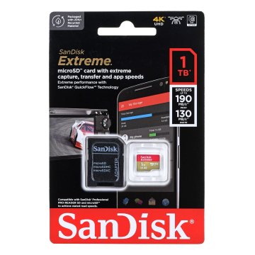 SanDisk SanDisk Extreme 1.02 TB MicroSDXC UHS-I Class 3 - hitro branje 190 MB/s, V30, zlata in rdeča barva, idealna za video posnetke.