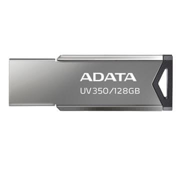 slomart ADATA UV350 USB ključek 128 GB, USB Type-A 3.2 Gen 1, srebrna barva, hitrost branja do 100 MB/s, kapacitet brez pokrovčka