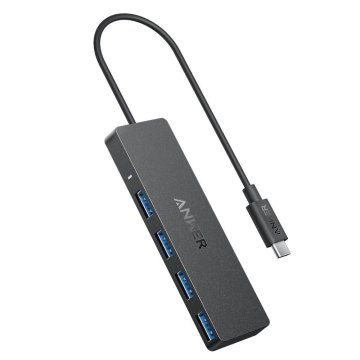 Anker HUB Anker A8309G11 | USB-C razdelilec s 4x USB-A, hitrost prenosa 5 Gbps, črna barva, Plug and Play
