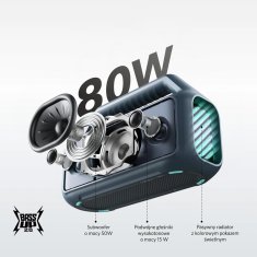 slomart Zvočnik SOUNDCORE BOOM 2, prenosni stereo zvočnik, modra barva, IPX7, Bluetooth 5.3, do 24 ur avdio predvajanja.