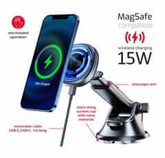 SWISSTEN magnetno držalo za avto z brezžičnim polnjenjem 15w armaturne plošče (združljivo z magsafe)