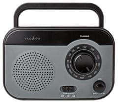Nedis Prenosni radio / AM/ FM/ baterijsko napajanje/ omrežno napajanje/ analogno/ 1,8 W/ izhod za slušalke/ črna/siva