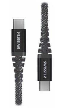 SWISSTEN podatkovni kabel KEVLAR USB-C / USB-C 1,5 M, 60W, antracit