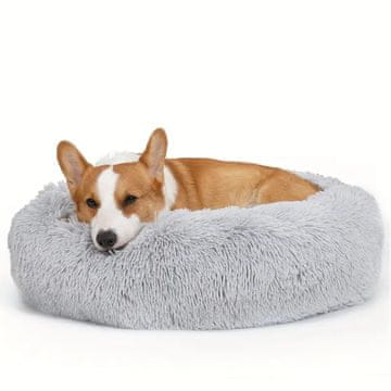 HARLEY® Postelja za pse in mačke iz udobnega umetnega krzna, zmanjšanje tesnobe, pralna, vodoodporna - 80 cm | COMFYDEN Siva
