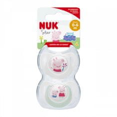 Nuk Star Peppa Pig Silikonski dudelec 0-6 m. 2 kosa
