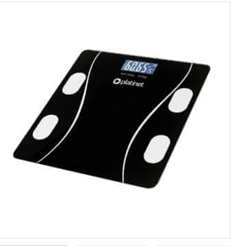 Platinet osebna tehtnica bluetooth - zmogljivost 180 kg, 26x26 cm, črna, z aplikacijo
