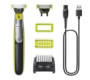 Strižnik Philips OneBlade QP2834/23, limonasto zelen, temno siv, za obraz in telo, 360° rezilo