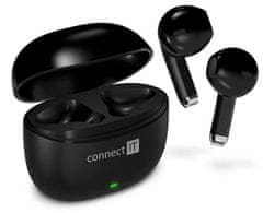 Connect IT True Wireless SonicBass slušalke v ušesa z mikrofonom, Črna