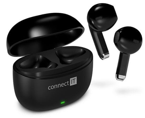 Connect IT True Wireless SonicBass slušalke v ušesa z mikrofonom, Črna