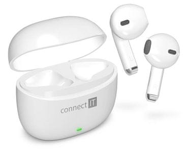 Connect IT True Wireless SonicBass slušalke v ušesa z mikrofonom, BELE