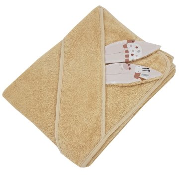 EKO Kopalna brisača z ušesi iz bombaža Bees Beige 100x100 cm
