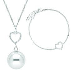 Bola nosečniški zvonec z zapestnico Crystal Heart in silver