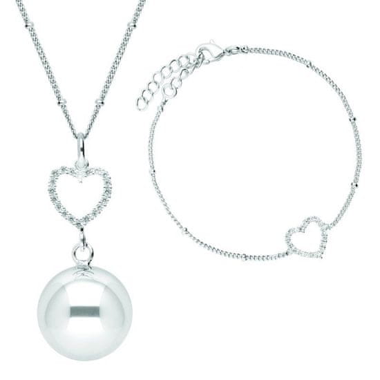 Bola nosečniški zvonec z zapestnico Crystal Heart in silver