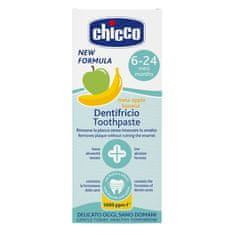 CHICCO Fluoridna zobna pasta z jabolkom in banano 50ml, 6-24m