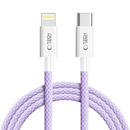 Tech-protect Ultraboost Lite kabel USB-C / Lightning PD 27W / 3A 2m, vijolična