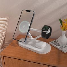 Tech-protect A41 3in1 polnilec za mobitelni telefon / Apple Watch / AirPods 15W, bela