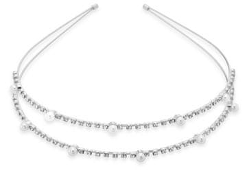 Troli Eleganten dvojni trak za lase s kristali