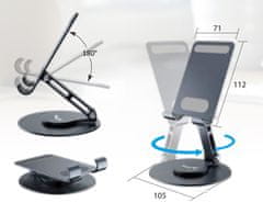 Genius G-Stand M100 prenosno stojalo za telefon, 360° vrtljivo, nagibno, aluminij