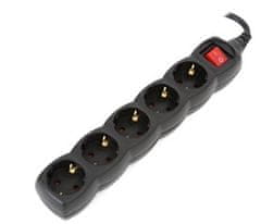 Platinet OMEGA Podaljševalni trak s 5 vtičnicami z osnovno zaščito pred prenapetostjo 5,0M 16A 5 VTIČNIC TIP F SCHUKO GERMAN BLAC