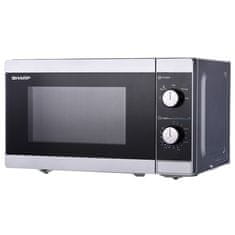 Sharp Mikrovalovna pečica Sharp YC-MS01E-S, 20L, 800W, samostojna, 5 ravni moči, timer 35 min, steklena plošča