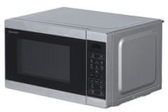 Sharp Mikrovalovna pečica Sharp YC-MS02E-S, 20 L, 800 W, Inox, s stranskim odpiranjem, dotikovno upravljanje, LED zaslon