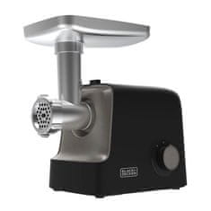 Black+Decker Mlinček za meso Black+Decker BXMMA2200E, 2200 W, 3 diski, možnost obratnega vrtenja, nerjaveče jeklo, črna/srebrna barva