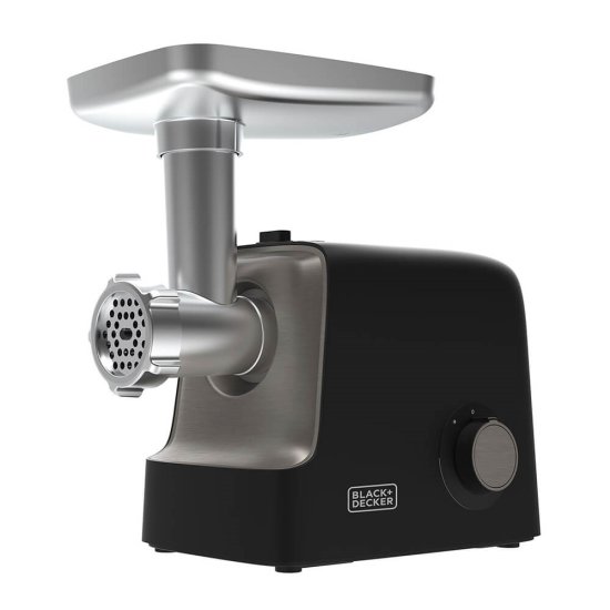 Black+Decker Mlinček za meso Black+Decker BXMMA2200E, 2200 W, 3 diski, možnost obratnega vrtenja, nerjaveče jeklo, črna/srebrna barva