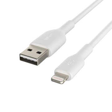 Belkin Belkin CAA001BT0MWH Lightning kabel 0,15 m, MFi certificiran, beli, s USB A konektorjem, Hitrost pošiljanja 24 ur