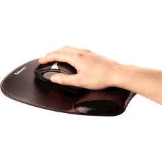 Fellowes Podloga za miško FEL Crystal z gel oporo za zapestje, črna