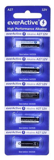 everActive 5 x 12V alkalne baterije everActive 27A - paket 5 kosov, enkratna uporaba, primerne za različne naprave