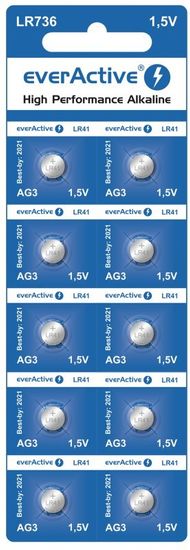 everActive Mini alkalne baterije everActive G3 LR736 LR41, 10 kosov, enkratna uporaba, gumbasta oblika