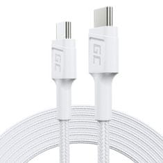 Green Cell USB C Kabel Green Cell KABGC29W, 2m, USB 3.2 Gen 1, Hitro polnjenje, Beli, TPE, do 60 W, 480 Mbit/s