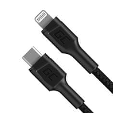 Green Cell KABEL Green Cell KABGC07 Lightning 1m, MFi, USB-C, črn, visoka hitrost prenosa podatkov 480 Mbit/s