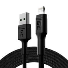 Green Cell Kabel Green Cell KABGC12 Lightning 2 m, črn, za hitro in učinkovito prenos podatkov do 480 Mbit/s