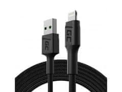 Green Cell Lightning kabel Green Cell KABGC18, dolžina 2 m, črn, USB A - moški, hitro polnjenje in prenos podatkov