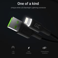 Green Cell Kabel Green Cell KABGC12 Lightning 2 m, črn, za hitro in učinkovito prenos podatkov do 480 Mbit/s