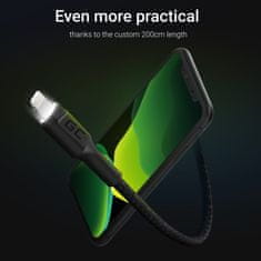 Green Cell Kabel Green Cell KABGC12 Lightning 2 m, črn, za hitro in učinkovito prenos podatkov do 480 Mbit/s