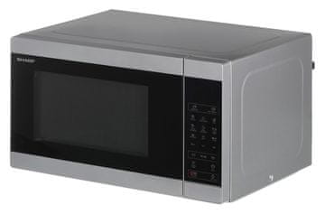 Sharp Mikrovalovna pečica Sharp YC-MG81E-S s funkcijo žara, 28 L, 900 W, črna in siva, s digitalnim časomerom in otroško ključavnico
