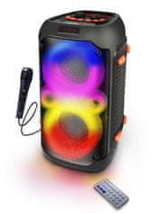Esperanza Karaoke zvočnik Esperanza EP156 BT FM RGB LED, črn, 20W, brezžična povezava, dolga avdio predvajanja, enoten dizajn