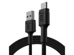 Green Cell Zeleni Cell KABGC22 USB kabel 2.0, 1.2 m, USB A do USB C, črn, združljiv s Samsung, Xiaomi, Huawei, iPad Pro in Nintendo Switch.