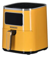 slomart Heinrich's HFR 8216 Rumena električna friteza s prostornino 5,0 l in močjo 1450 W, enostavna za čiščenje, 6 programov