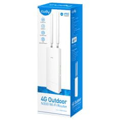 slomart Cudy LT400 Brezžični usmerjevalnik 4G, Hitri Ethernet, Enopasovni (2,4 GHz), Bel, IP65, PoE, Podpora za VPN