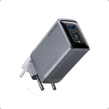 slomart Anker Prime 100W polnilec z dvema USB-C in enim USB-A, zložljiv, hkrati polni tri naprave, črna barva