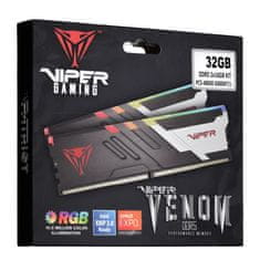 slomart Patriot Memory Viper Venom 32GB (2x16GB) DDR5 6000MHz CL30 XMP3, neprekinjeno hlajenje, rdeča/zelena/modra osvetlitev