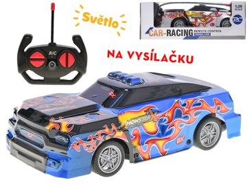 R/C dirkalni avto 20 cm s polno funkcijo in lučjo 27 MHz - mešanica barv (srebrna, modra)